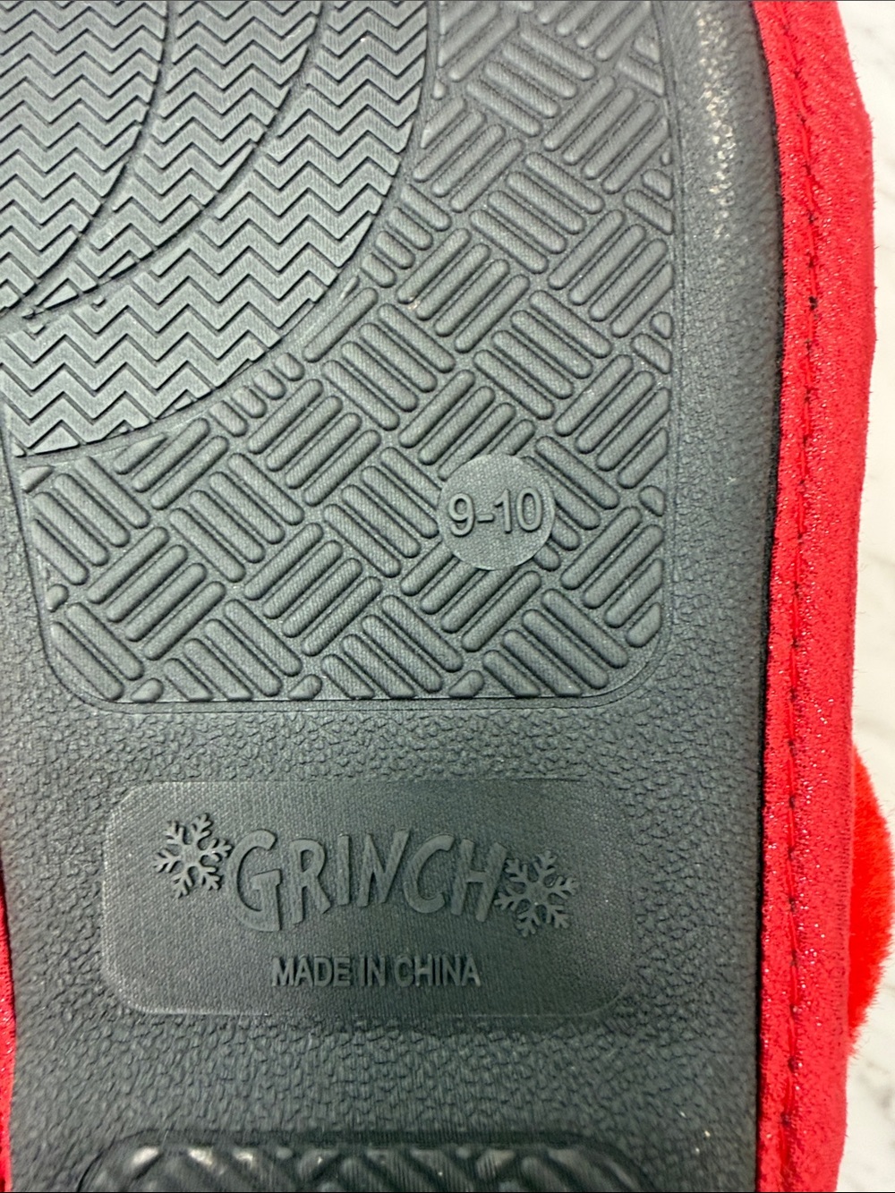 Dr. Seuss Red Grinch Holiday Plush Slippers - Picture 4 of 4